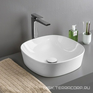 Раковина накладная на столешницу, 420х420хh125мм, без отв.д/смесит., без перелива, (цв. белый),  ArtСeram Ghost GHL001 01; 00