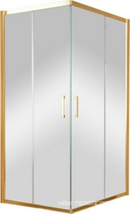 Душевое ограждение  90х90х200 мм, профиль-золото, стекло-прозрачное, двери раздвижные, БЕЗ поддона С ПОКРЫТИЕМ ZZ Vegas Glass ZA CHN NOVO 90 09 01 С ПОКРЫТИЕМ
