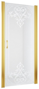 Дверь в нишу , 90*190 см, одностворчатая, распашная, профиль золотой, рисунок матовый стекло прозрачное, БЕЗ покрытия, ZZ Vegas Glass EP ЕР 90 09 ARTDECO D2