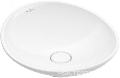 Раковина d450мм, д/устан. на столешн.(консоль), без отв. д/смес. и перелива, клапан слива в компл., (R1white alpin ceramicplus),  ZZ Villeroy & Boch My nature 411045R1