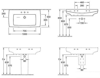 Полупьедестал, крепёж в компл., (цв.R2 Star white ceramicplus),  ZZ Villeroy & Boch Subway 2.0 522200R2