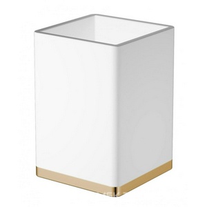 Стакан для зубных щеток, настольный, крепеж в комплекте, белый/золото ZZ Boheme Venturo 10961-W-G