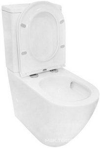 Унитаз пристенный, с бачком, безободковый с сиденьем микролифт в компл., система смыва Tornado, цв.белый Azario Grado AZ-2141UQ1