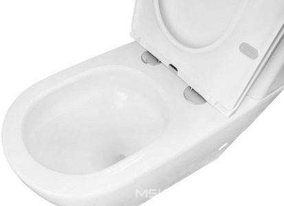 Унитаз пристенный, с бачком, безободковый с сиденьем микролифт в компл., система смыва Tornado, цв.белый Azario Grado AZ-2141UQ1