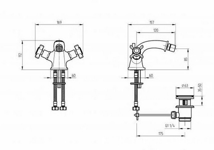 Смеситель для биде, с д/к, (цв.золото),  ZZ Migliore Korona 28505