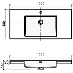 Раковина 1000x450x150мм, 1 отв.д/смесит., с переливом, (искусственный мрамор, цв.белый), BelBagno  BelBagno Marino BB1000/445-LV-MR-PR