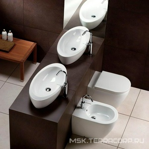 Раковина накладная на столешницу, овальная 75х37хh17,5мм, без отв. для смесителя и перелива,  ZZ Hatria Nido Y0R201