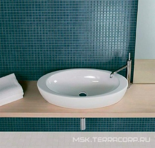 Раковина накладная на столешницу, овальная 75х37хh17,5мм, без отв. для смесителя и перелива,  ZZ Hatria Nido Y0R201