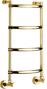 Полотенцесушитель 405(435)хh720х190мм, подвод воды int.360мм, (цв.золото), краны, крепёж в компл., (ГВС, 6 bar) Margaroli 432  ZZ Margaroli Luna 432-405x707,5-360/4M Gold