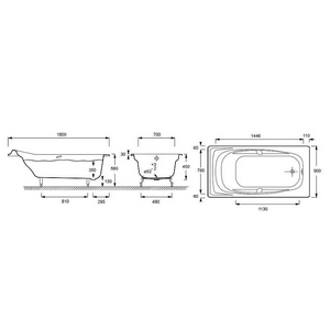 Ванна чугунная 180х90 , без ручек и без ножек ZZ Jacob Delafon Super Repos E2902-00