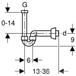 Сифон для биде 1"1/4", фановый патрубок d40мм, (пластик цв. хром), Geberit Geberit Универсал 151.108.21.1