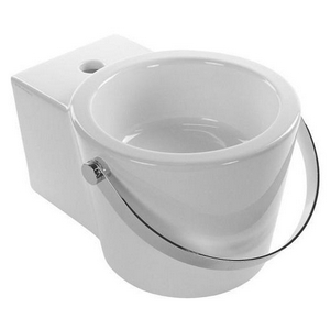 Раковина накладная на столешницу или подвесная, круглая, 40,5х40хh22,5см, с п-держат., с 1 отв.д/смесителя,   ZZ Scarabeo Bucket 8802