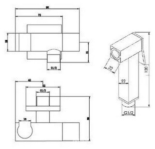 Гигиенический душ со шлангом 120см, запорным вентилем и держателем, (цв.золото), Cezares ZZ Cezares Универсал CZR-L-DIF-03/24