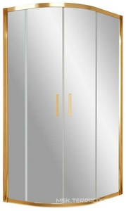 Душевое ограждение  90x100x1900 мм, полукруглое, ассиметричное, профиль золото, стекло шиншилла, БЕЗ поддона ZZ Vegas Glass ZS-F ZS-F 90*100 09 02