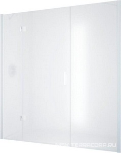 Дверь в нишу  130x190 см, левая, одностворчатая распашная, с двумя неподвижными элементами, профиль белый, стекло сатин, покрытие BriteGuard, ZZ Vegas Glass AFP-F AFP-F NOVO 130 01 10 /левая + BriteGuard