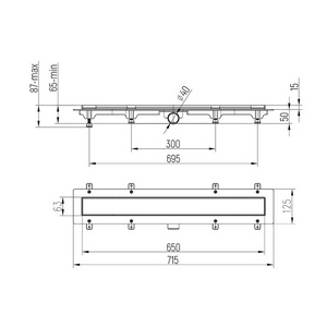 Душевой лоток  650 мм D40, хром глянец ZZ Paini Klasik CH650K