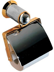 Держатель д/туал. бумаги, с крышкой, (цв. хром/золото),  XX 3M Okay Swarovski 8601 CD