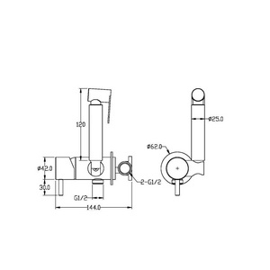 Гигиенический душ, с внутренней частью, цв.матовое золото ZZ Boheme UNO 467-MG