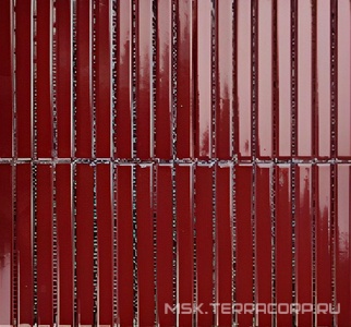 Мозаика Porcelain Mosaic Strip Mosaic 1.5х14.5 Y15F736 Красный глянцевый 29.4х31.3