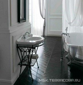 Структура напольная для раковины 95см, с полотенцедержателем и полкой-решёткой (металл цв. алюминий античный), крепёж в компл.,  ZZ Galassia Ethos 8455