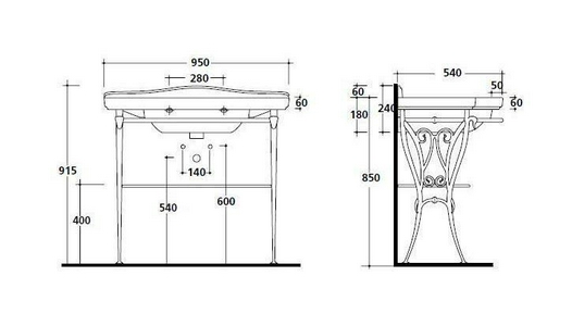 Структура напольная для раковины 95см, с полотенцедержателем и полкой-решёткой (металл цв. алюминий античный), крепёж в компл.,  ZZ Galassia Ethos 8455