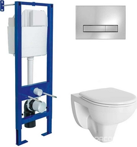 АКЦИЯ : унитаз подвесной + сиденье дюропласт с микролифтом + инсталляция + клавиша хром глянец ZZ Berges Универсал 043316