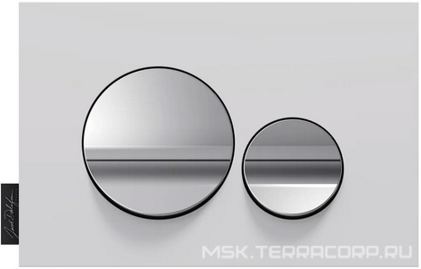 Клавиша двойного смыва для инсталляции, цвет /рамка белый мат, кнопки хром матовый + глянец ZZ Jacob Delafon Универсал E20859-CP-MTC