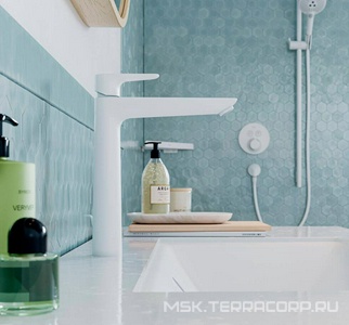 Смеситель для раковины, Высокий, 240, излив 183хh234мм, с д/к, (цв.матовый белый,  ZZ Hansgrohe Talis E 71716700