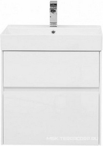 Тумба подвесная под раковину  60 белый, 495х436 мм,  БЕЗ раковины Sanovit (198206), 2 выдвижный ящика, цв. белый Aquanet Бруклин 203958