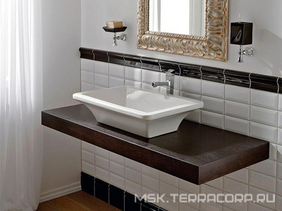 Раковина накладная на столешницу, прямоугольная, 60х42хh14,5см, без отв.д/смесителя,  ZZ Scarabeo Butterfly 4002