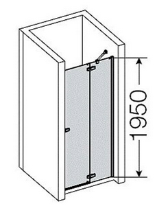 Дверь распаш.с неподв.сегментом, в нишу, 1000хh1950мм,вход 555мм, петли справа, (стекло 6мм,GL прозрачное, фурн.05 полир.алюм) СOMBI ZZ Provex Combi 0005 CN - R GL