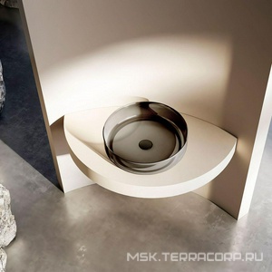 Раковина накладная 450х450х130мм, без отверстия для смесителя, без перелива, (полиэфирная смола цв.черный глянец), Vincea ZZ Vincea Раковины VBS-6T16B