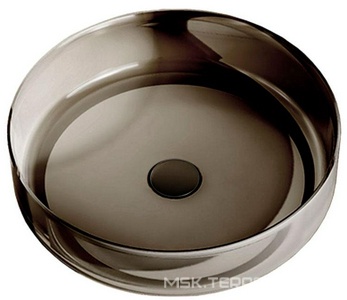 Раковина накладная 450х450х130мм, без отверстия для смесителя, без перелива, (полиэфирная смола цв.черный глянец), Vincea ZZ Vincea Раковины VBS-6T16B