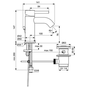 Смеситель для раковины, c д/к, (цв.белый матовый / хром), Ceraline Ideal Standard ceraline BC203U5