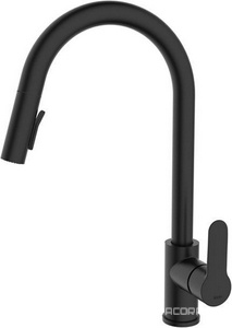 Смеситель для кухни Cuba, выдвижной излив, душ режим, поворотный излив, цв. черный матовый, ZZ Iddis cuba CUBBLP0i05