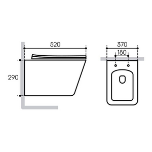 Компл.: унитаз подвесн.,безободк.,520х370мм, цв.белый глянц., сиденье с микролиф,,инстал. д/унитаза, крепёж, клавиша смыва Circulo цв.хром,  ZZ Aqueduto Macio AQDS009