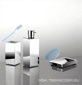 Стакан настольный, (корпус мелалл хром, вставка стекло матовое),  Colombo Look B1643.000