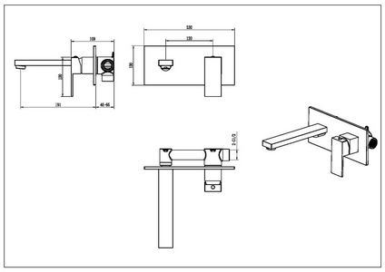 Смеситель встраиваемый для раковины, с внутренней частью, цв.оружейная сталь ZZ Boheme Qubic 475-GM