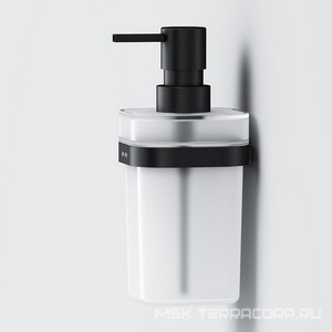 Дозатор стеклянный для жидкого мыла, подвесной с держателем, цв. черный матовый, ZZ AMPM FUNC A8F36922