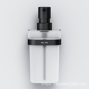 Дозатор стеклянный для жидкого мыла, подвесной с держателем, цв. черный матовый, ZZ AMPM FUNC A8F36922