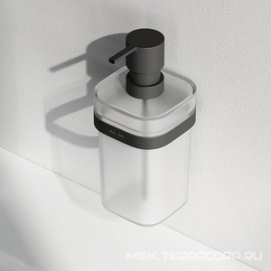 Дозатор стеклянный для жидкого мыла, подвесной с держателем, цв. черный матовый, ZZ AMPM FUNC A8F36922