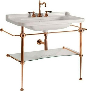 Структура металлическая, для установки под раковину 100см. арт.4142 хх, стекл. полка, крепёж в компл., (цв.бронза),  ZZ Kerasan Waldorf 9196K3