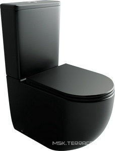 Напольная пристенная чаша унитаза METROPOL, смыв Торнадо, нижняя подводка, гор. выпуск, с крепежом и сиденьем  микролифт, цвет черный матовы ZZ Ceramica Nova Metropol CN4001T-BMB
