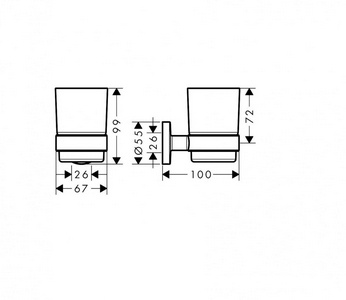 Стакан настенный (цв.хром/стекло матовое),  Hansgrohe Logis Universal 41718000
