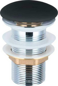 Донный клапан для сливного отверстия раковин без перелива, клик-клак, G 1 1/4, (металл, крышка керамика цв.черный матовый), Vincea ZZ Vincea Универсал DBS-316MB