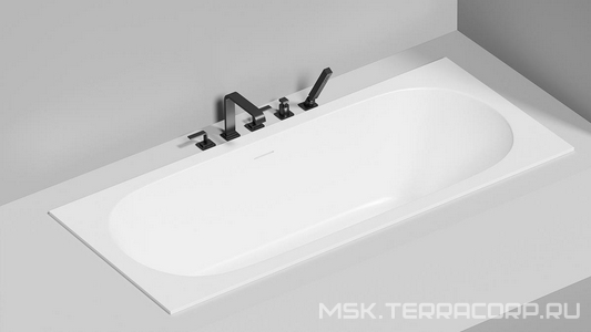 Ванна 1800х800хh600мм, встраив., литой камень S-Stone матов. цв.белый, д/к Up&Down в цвет ванны,интегрир.слив-перелив,ножки компл,  ZZ Salini Ornella Axis Kit 103521M