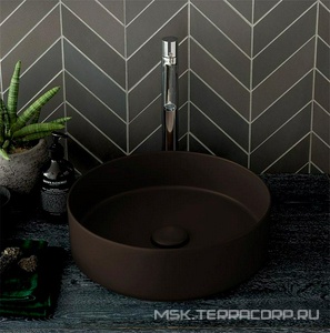 Раковина накладная на стол, круглая 40х40хh12,5мм, без отв.д/смес, без перелива и пробки слива, (цв.Lavagna),  ZZ Ceramica Cielo Shui Comfort SHCOLAT40 (LV) Lavagna
