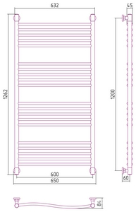 Полотенцесушитель водяной Сунержа + 31-0222-1260 1200x600, черный матовый ZZ Сунержа Флюид 31-0222-1260