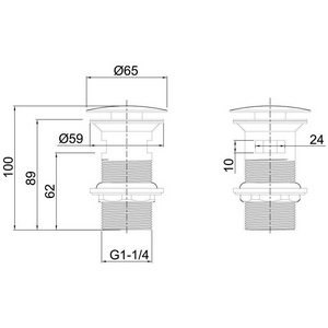 Донный клапан для сливного отверстия раковин с переливом, нажимной Clic-Clac, G 1 1/4, (металл цв.белый матовый),  ZZ Allen Brau Priority 5.31023-21
