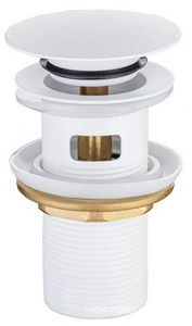 Донный клапан для сливного отверстия раковин с переливом, нажимной Clic-Clac, G 1 1/4, (металл цв.белый матовый),  ZZ Allen Brau Priority 5.31023-21